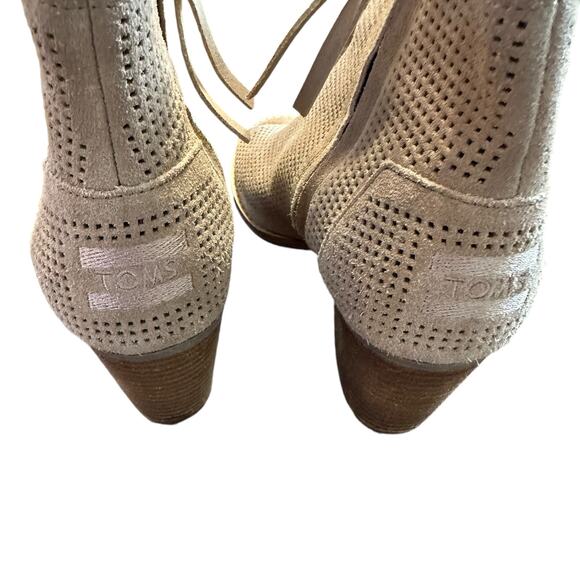 Toms Majorca Leather Peep Toe Taupe Booties 7.5 - Picture 2 of 6